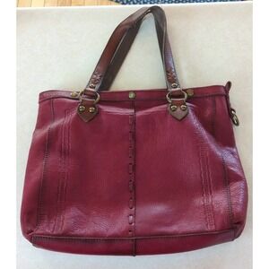 Lucky Brand Handbag Tote Bag Chase Red Shopper Large‎ Pebble Grain Leather